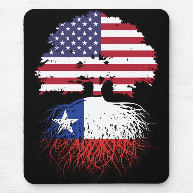 Chile Chilean American USA Tree Roots Flag Mouse Pad (Front)