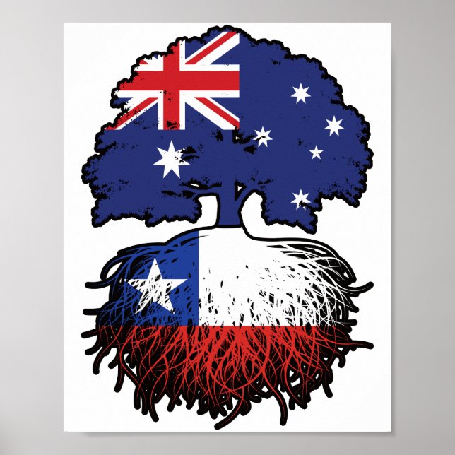 Chile Chilean Australian Australia Tree Roots Flag Poster (Front)