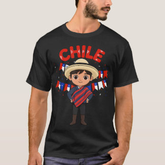 Chile Chilean Boy Traditional Outfit Wear Flag Her T-Shirt