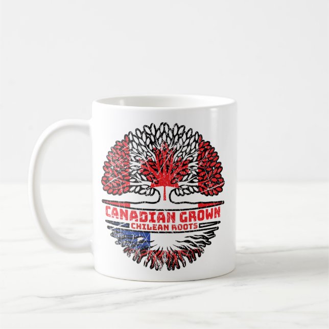 Chile Chilean Canadian Canada Tree Roots Flag Coffee Mug (Left)