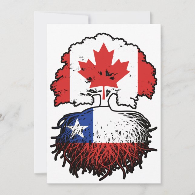 Chile Chilean Canadian Canada Tree Roots Flag Invitation (Front)