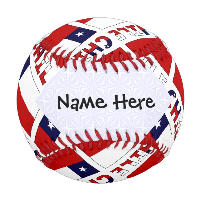 Chile Chilean Flag Tiled Personalised  Baseball (Front)