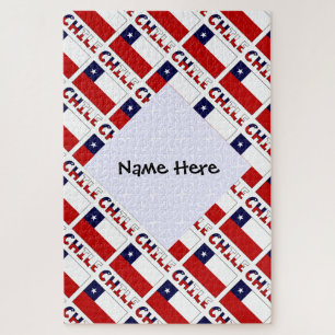 Chile Chilean Flag Tiled Personalised Jigsaw Puzzle