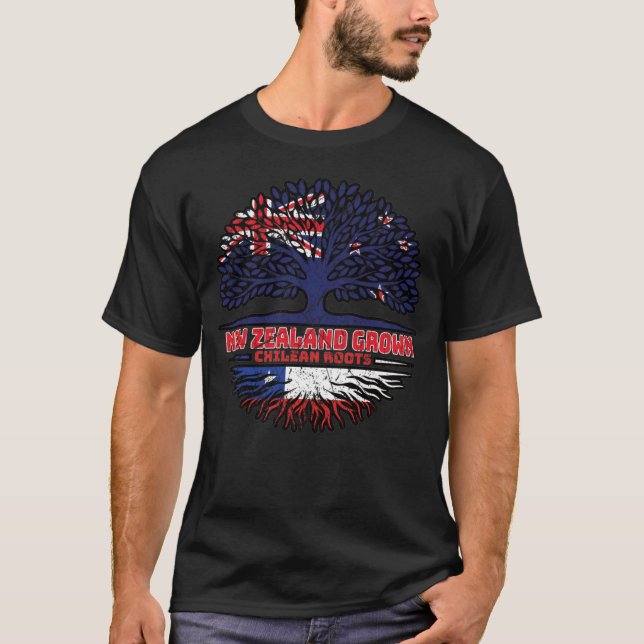 Chile Chilean New Zealander New Zealand Tree Roots T-Shirt (Front)