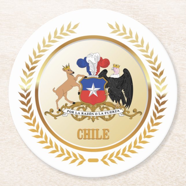 Chile Coat Of Arms Round Paper Coaster (Front)