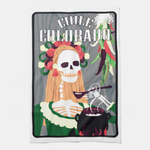 chile colorado (cool scheme) tea towel