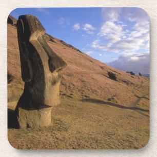 Chile, Easter Island. Hillside with Moai Coaster