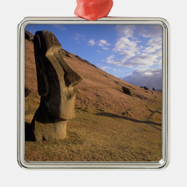Chile, Easter Island. Hillside with Moai Metal Tree Decoration (Front)