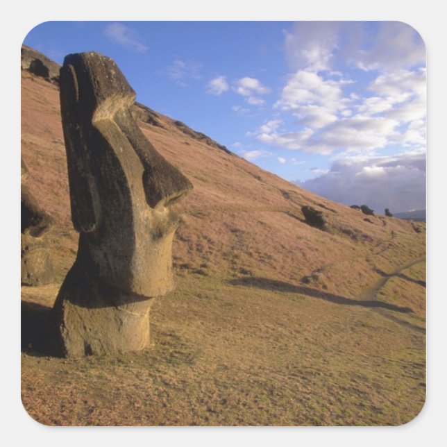 Chile, Easter Island. Hillside with Moai Square Sticker (Front)