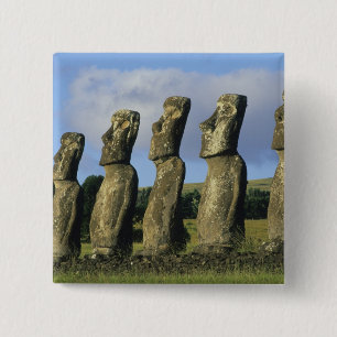 Chile, Easter Island, Rapa Nui, Ahu Akivi 15 Cm Square Badge