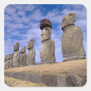 Chile, Easter Island. The 15 Moais at Ahu Square Sticker