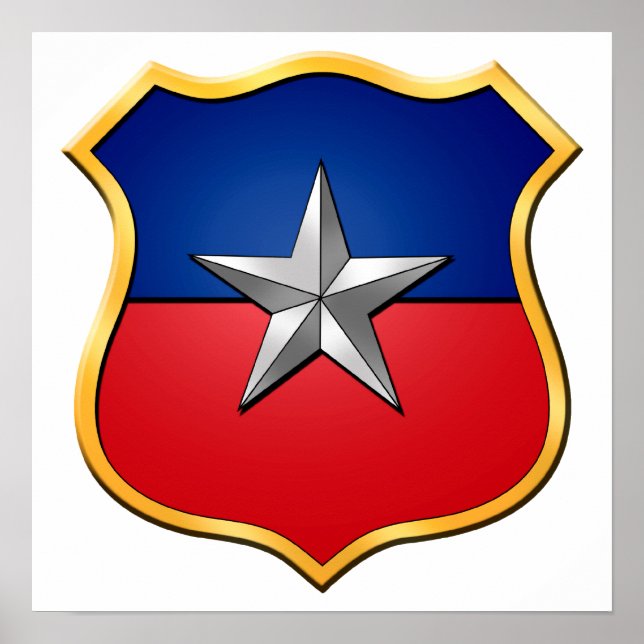 Chile Escudo 2010 flag Chilean shield badge Poster (Front)