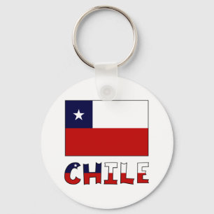 Chile Flag and Name in Colour Key Ring
