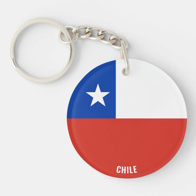 Chile Flag Charming Patriotic Key Ring (Front)