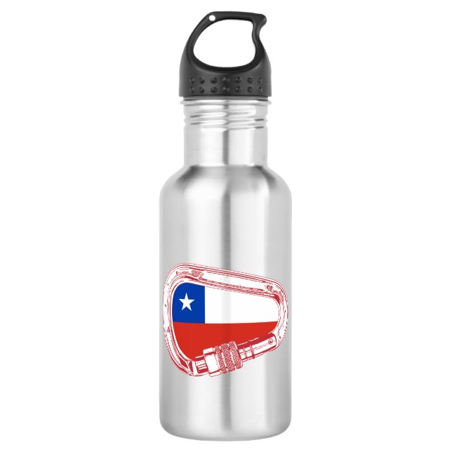 Chile Flag Climbing Carabiner 532 Ml Water Bottle (Front)