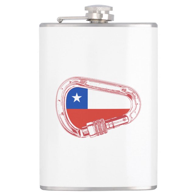 Chile Flag Climbing Carabiner Hip Flask (Front)