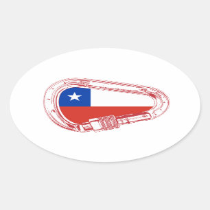 Chile Flag Climbing Carabiner Oval Sticker