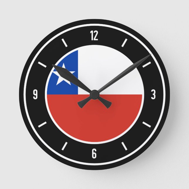 Chile Flag Elegant Round Clock (Front)