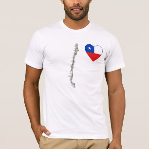 Chile Flag Heart and Map T-Shirt