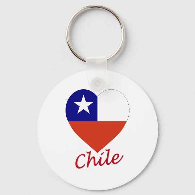 Chile Flag Heart Key Ring (Front)