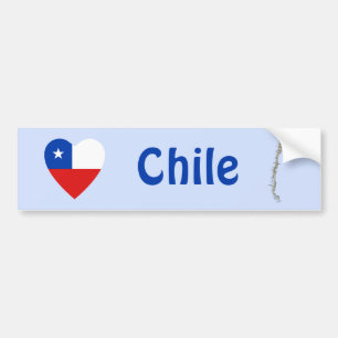 Chile Flag Heart + Map Bumper Sticker