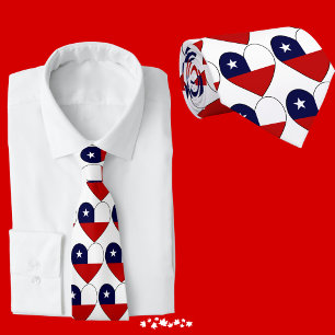 Chile Flag Heart Valentine Tie