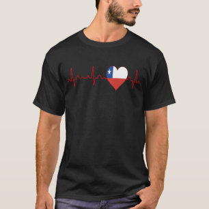 Chile Flag Heartbeat EKG Patriotic National Roots T-Shirt