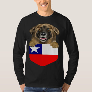 Chile Flag Leonberger Dog In Pocket T-Shirt