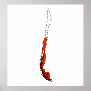 Chile Flag Map full size Poster