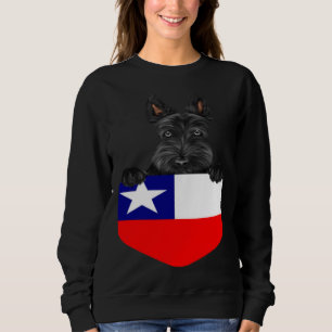 Chile Flag Scottish Terrier Dog In Pocket Sweatshirt