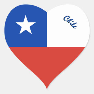 Chile Heart Sticker, Patriotic Chilean Flag Heart Sticker