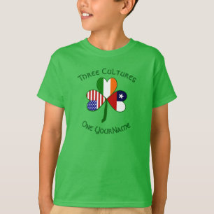 Chile Ireland USA Shamrock Flag Personalised T-Shirt