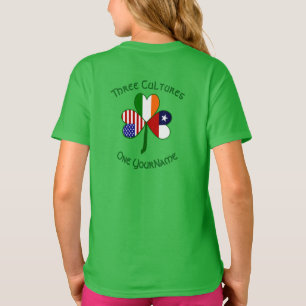 Chile Ireland USA Shamrock Flag Personalized Girl T-Shirt