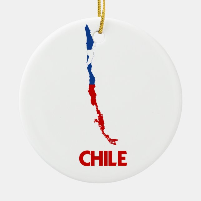 CHILE MAP CERAMIC TREE DECORATION (Front)