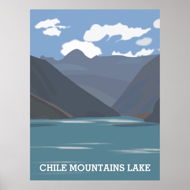 Chile Mountains Lake Landscape Vintage Travel Poster (Front)