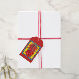 Chile Pepper Ristra Chilli Red w/ Turquoise Lizard Gift Tags