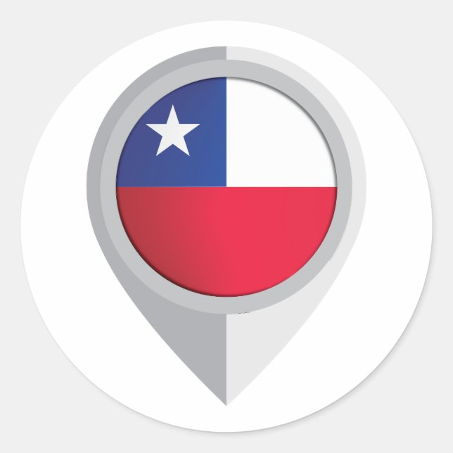 Chile Pin Location Flag Classic Round Sticker (Front)