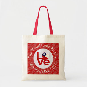 Chile Red LOVE Flag Personalised Tote Bag