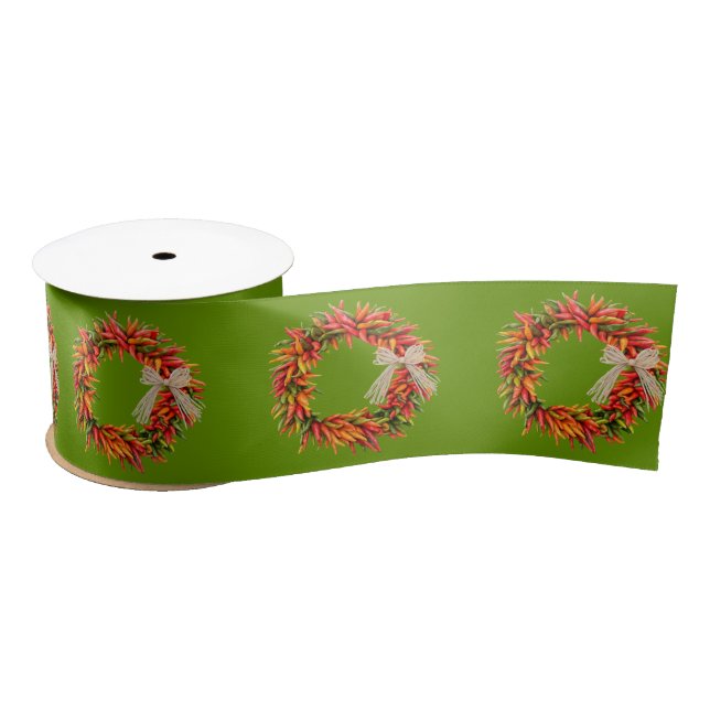Chile Ristra Wreaths Pattern Satin Ribbon (Spool)