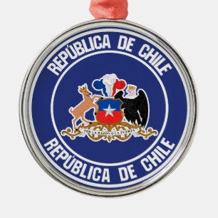 Chile Round Emblem Metal Tree Decoration