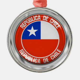Chile Round Emblem Metal Tree Decoration
