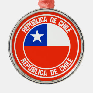 Chile Round Emblem Metal Tree Decoration
