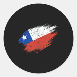 Chile Soccer Fan Tattered Flag National Pride Classic Round Sticker