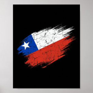 Chile Soccer Fan Tattered Flag National Pride Poster