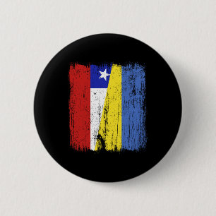 Chile Ukraine Half Flag Chilean Ukrainian Heritage 6 Cm Round Badge