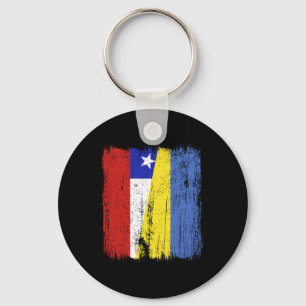 Chile Ukraine Half Flag Chilean Ukrainian Heritage Key Ring