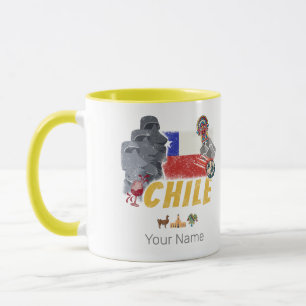 Chile Vintage Easter Island Flag and Alpaca Mug