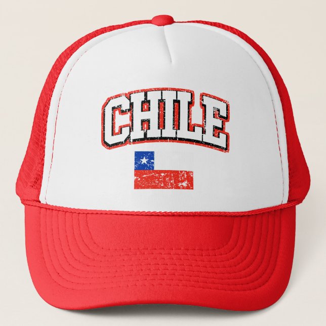 Chile Vintage Flag Trucker Hat (Front)