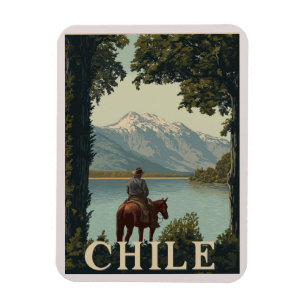 Chile Vintage Travel Andes Mountain Magnet