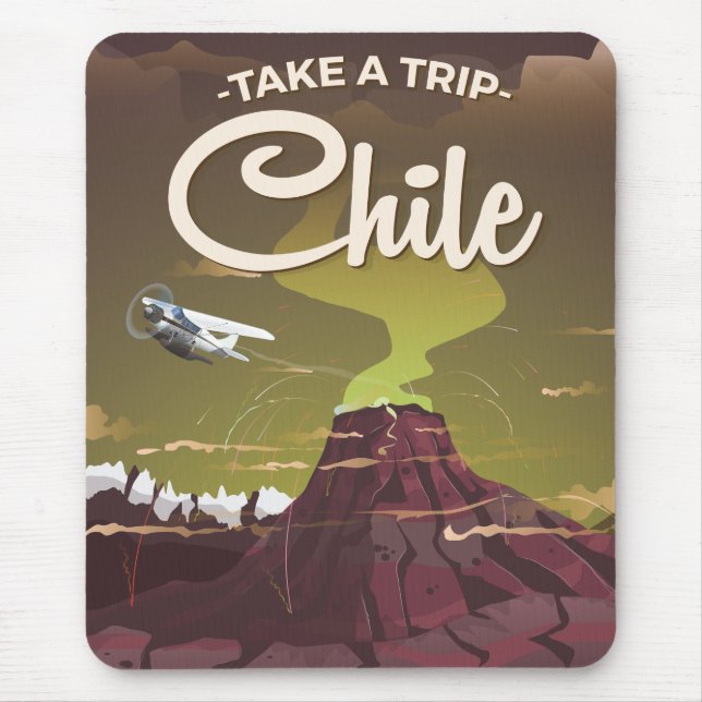 Chile Volcano vintage travel poster Mouse Pad (Front)